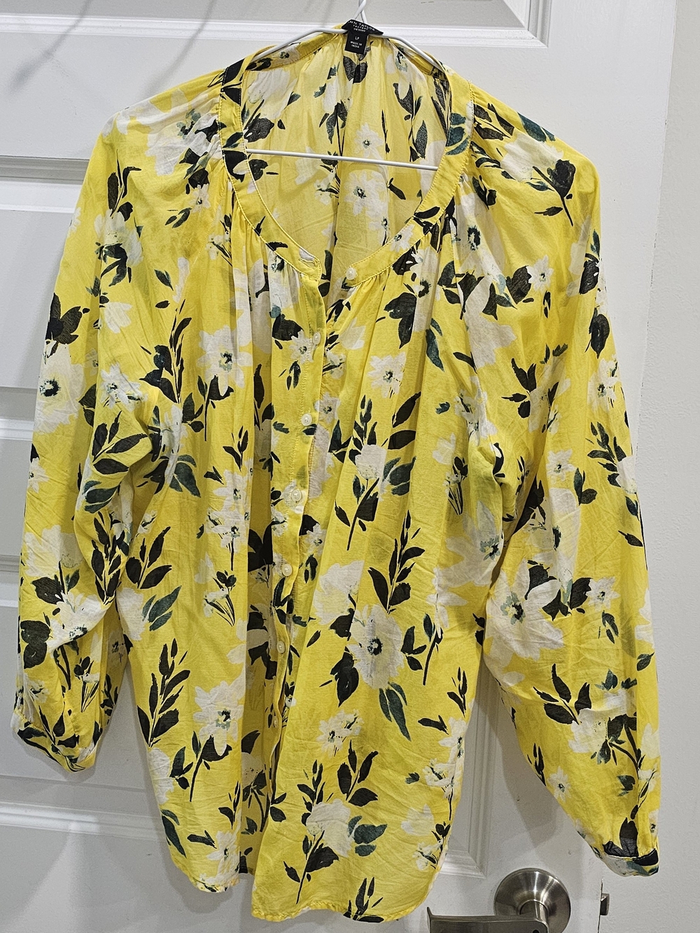 Ann Taylor Yellow Floral Button-Front Shirt